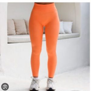Lazuli Label Ribbed Contour leggings in orange sherbet